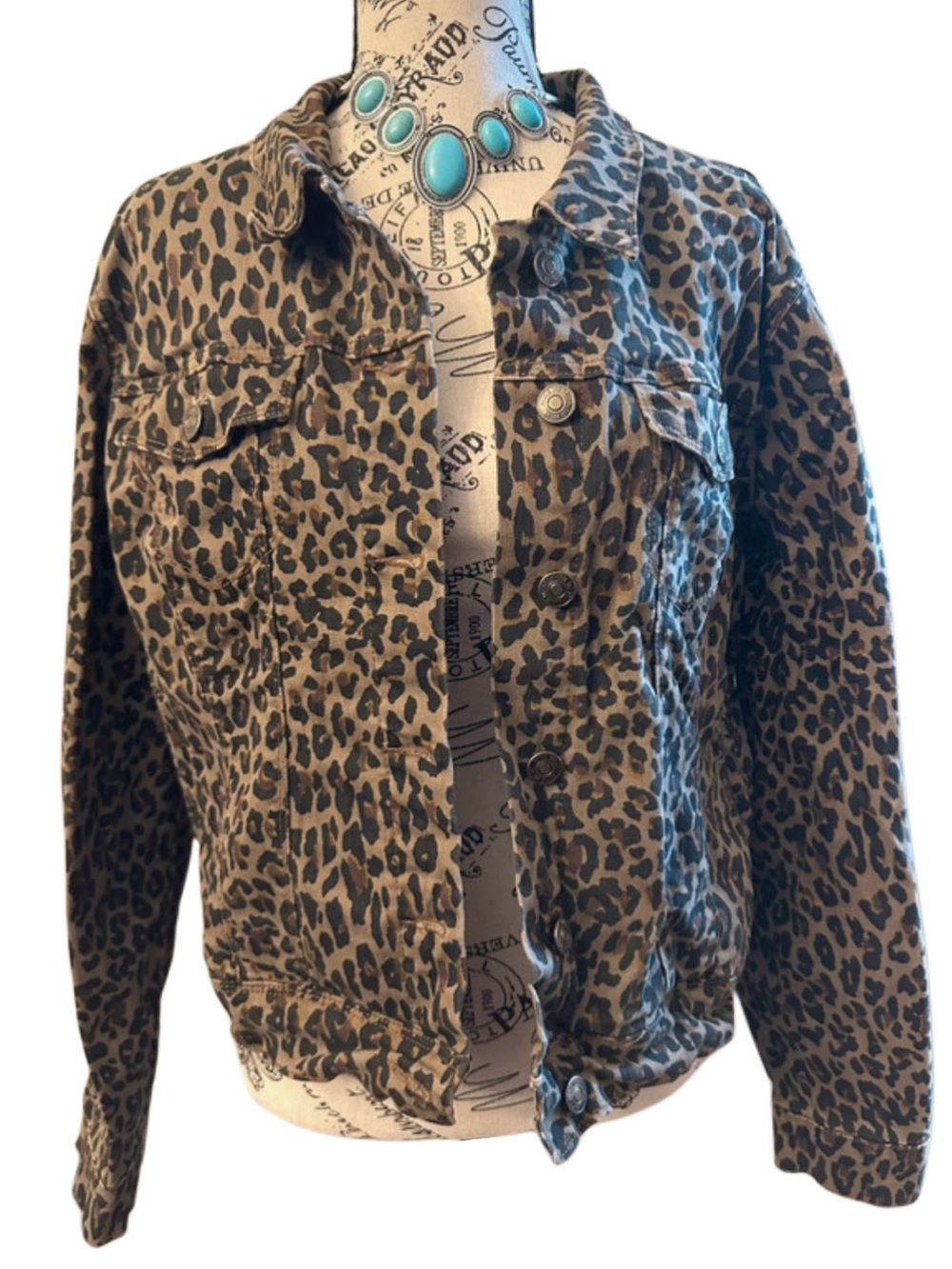 Nine West Sarah Leopard-print Denim Jacket